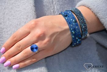 Bransoletka damska Swarovski granatowy kryszta. Bransoletka wykonana z czarnej Alcantary® oraz ekskluzywnych kryształów Swarovski® crystals  (4).JPG